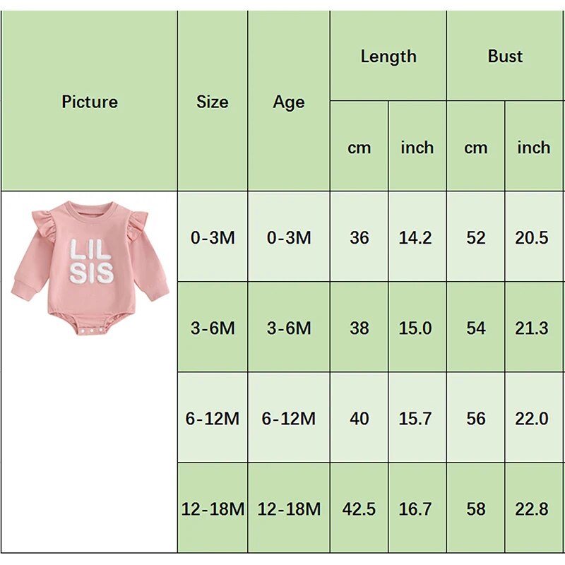 Baby Toddler Kids Girls Sister Matching Big Sis Shirt/Lil Sis Ruffle Sleeve Long Sleeve Romper Crewneck Top