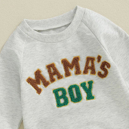Baby Boys Mama's Boy / Little Dude Fall Romper Letter Embroidery Long Sleeve Crew Neck Full Length Jumpsuit