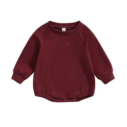 Baby Girls Boys Bodysuit Solid Crew Neck Long Sleeve Jumpsuits Fall Clothes Romper