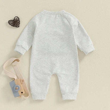 Baby Boys Mama's Boy / Little Dude Fall Romper Letter Embroidery Long Sleeve Crew Neck Full Length Jumpsuit
