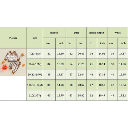 Baby Toddler Boys 2Pcs Halloween Outfit Pumpkin Trailer Tractor Print Long Sleeve Top and Long Pants Fall Set
