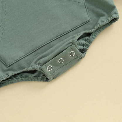 Baby Toddler Boy Girl Hoodie Bubble Romper Pocket Solid Color Long Sleeve