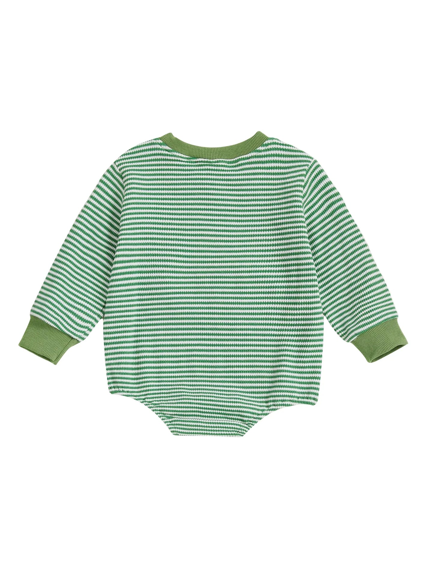 Baby Boy Fall Bubble Romper Casual Digger Tractor Embroidery Striped Long Sleeve Jumpsuit Infant Cute Outfit