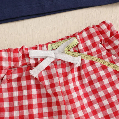 Baby Toddler Boys 2Pcs 4th of July Outfit Short Sleeve Truck/Flag Embroidery T Shirt Top + Shorts Set Clothes