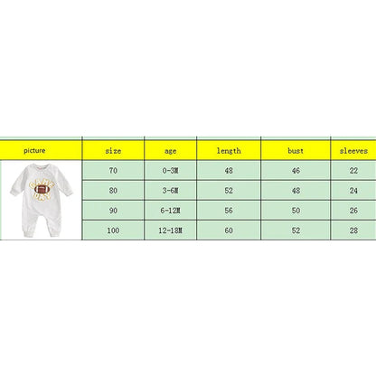 Baby Girl Boy Fall Romper GAME DAY Letter Football Embroidery Long Sleeve Full Length Jumpsuit