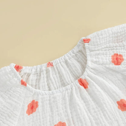 Baby Toddler Girls 2Pcs Floral Outfit Cap Sleeve T-shirt Top Elastic Waist Ruffle Shorts Summer Set