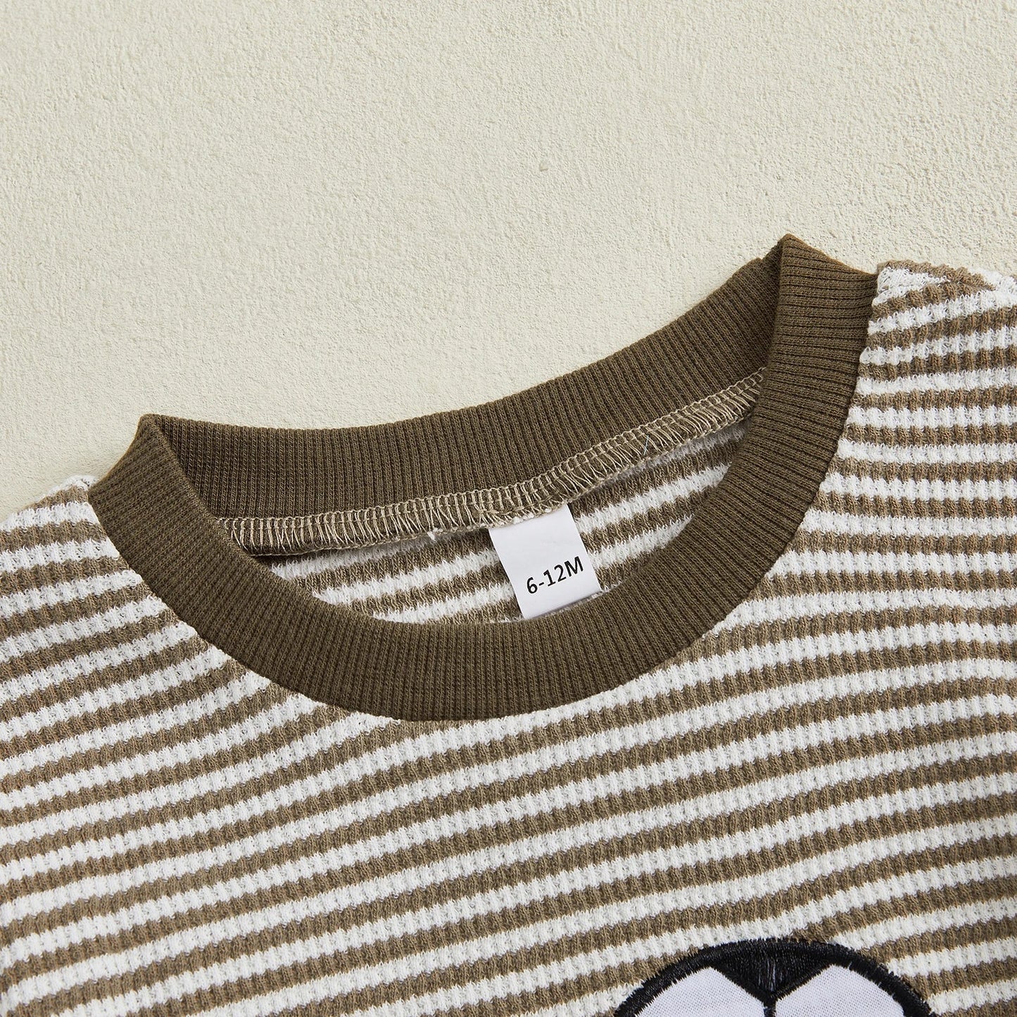 Baby Toddler Boys 2Pcs Fall Outfit Rugby Embroidery Striped Long Sleeve Top and Elastic Pants Clothes Set