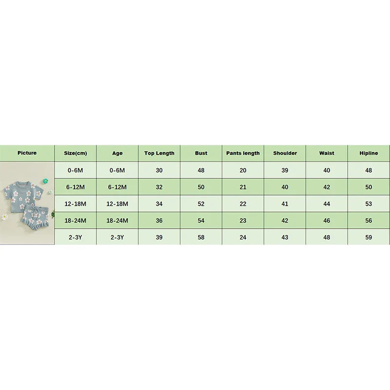 Baby Toddler Girls 2Pcs Clothes Set Short Sleeve Floral Flowers Print Knit Top +Shorts Bloomers Spring Outfit