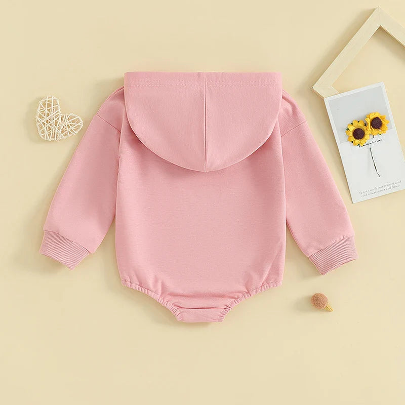 Baby Toddler Boy Girl Hoodie Bubble Romper Pocket Solid Color Long Sleeve