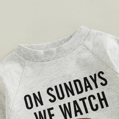 Infant Baby Girl Boy Romper On Sundays We Watch Football With Daddy Mommy Jumpsuit Long Sleeve Pants