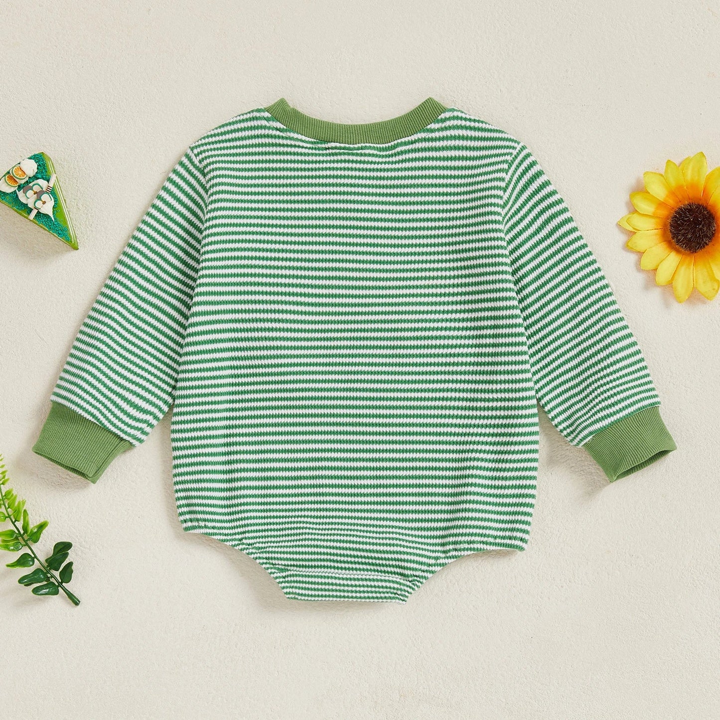 Baby Boy Fall Bubble Romper Casual Digger Tractor Embroidery Striped Long Sleeve Jumpsuit Infant Cute Outfit