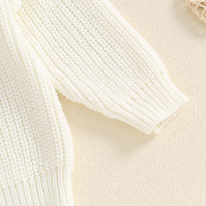 Baby Girl Birthday Sweater One Casual Floral Flowers Letter Embroidery Warm Long Sleeve Knitted Pullover Infant Knitwear Top