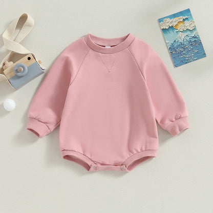 Baby Girls Boys Bodysuit Solid Crew Neck Long Sleeve Jumpsuits Fall Clothes Romper