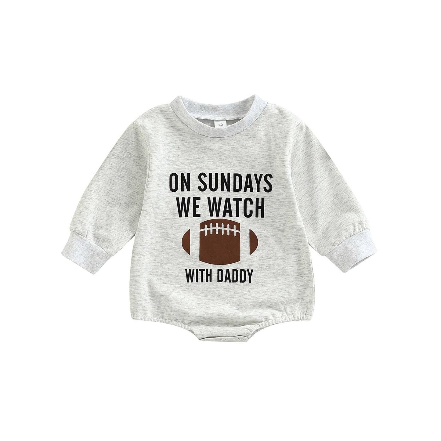 On Sundays We Watch Football with Daddy Infant Baby Girls Boys Romper Football Long Sleeve Jumpsuits Bubble Romper