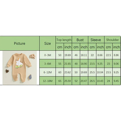 Baby Girl Boy Romper Duck Duck Letter Skateboarding Goose Print Long Sleeve Jumpsuit