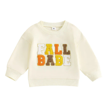 Baby Toddler Boys Girls Fall Babe Long Sleeve Embroidery Letters Fall Crewneck Top