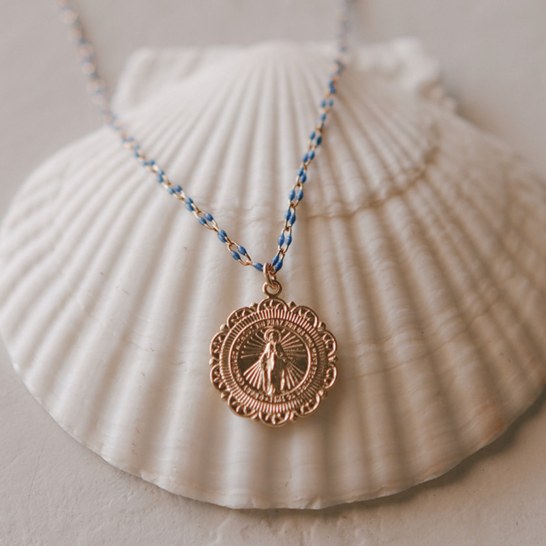 Filigree Miraculous Medal Necklace - Grotto Chain