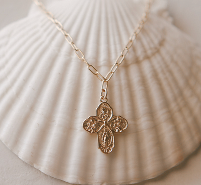 Four Way Cross Necklace - Paperclip Chain