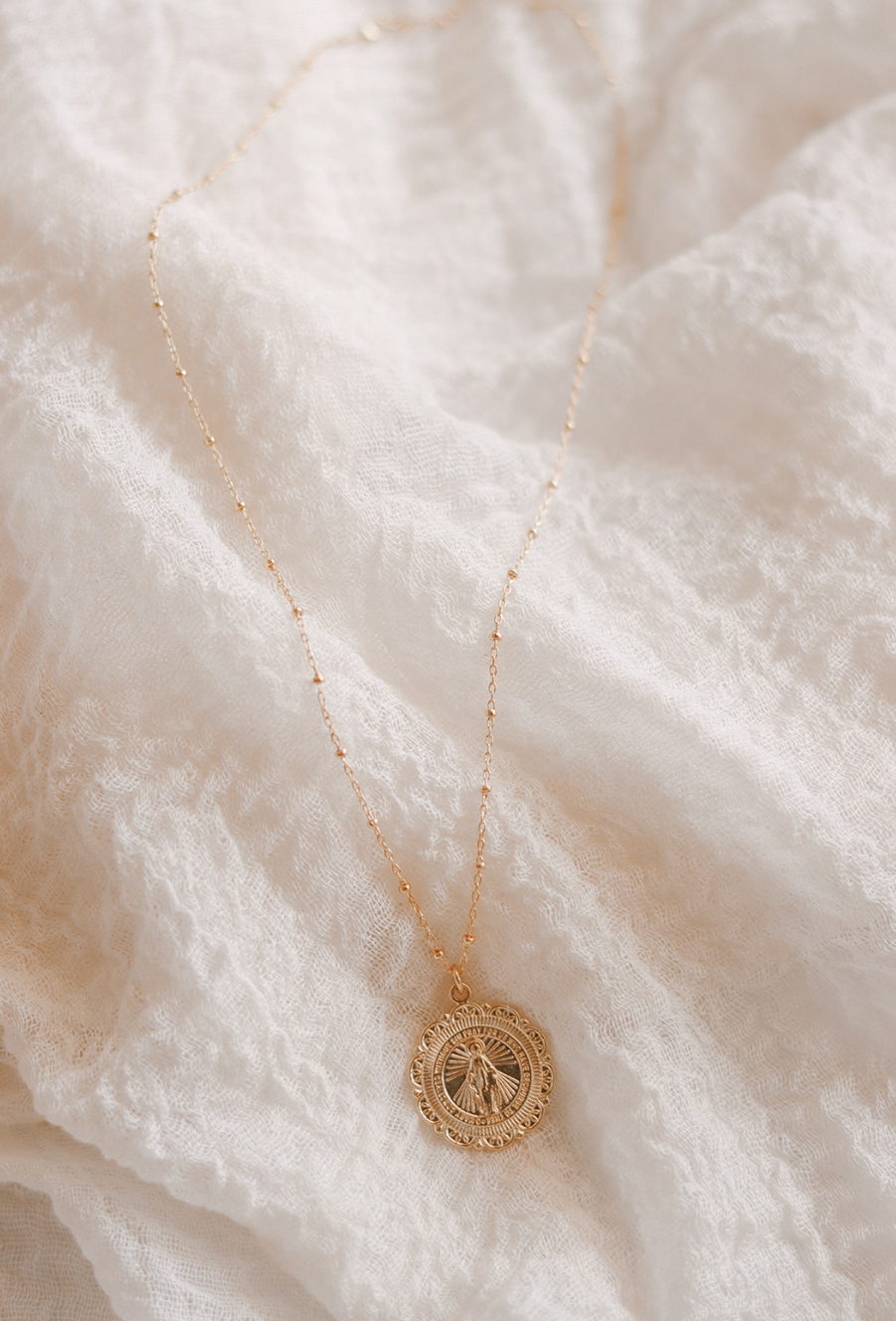 Filigree Miraculous Medal Necklace - Ball & Chain
