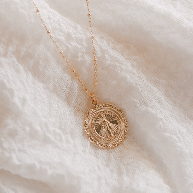 Filigree Miraculous Medal Necklace - Ball & Chain