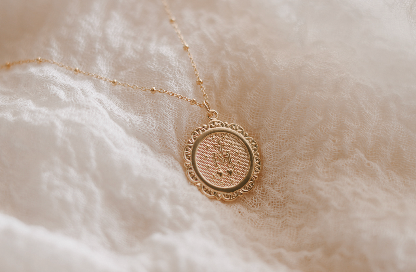Filigree Miraculous Medal Necklace - Ball & Chain