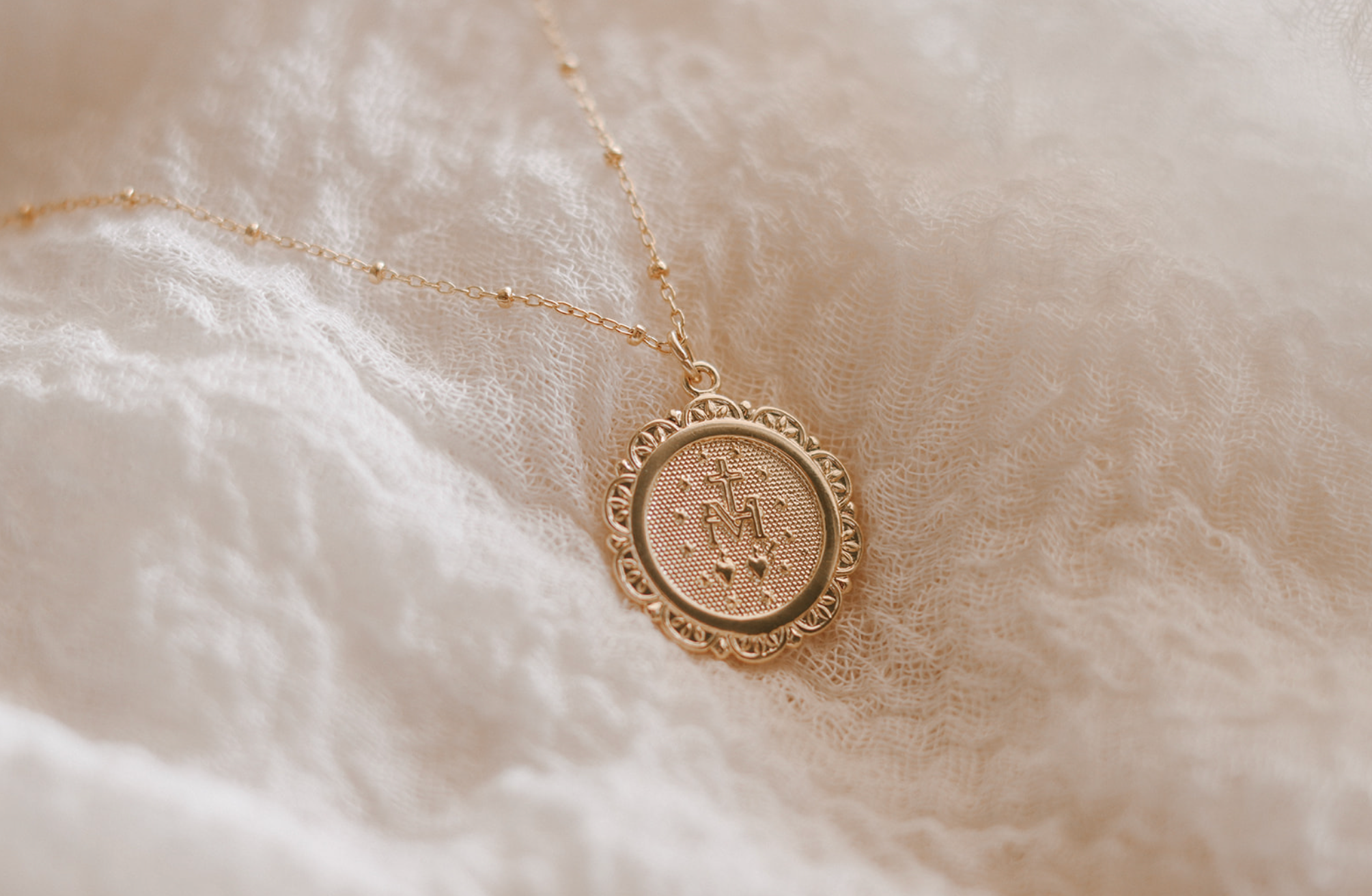 Filigree Miraculous Medal Necklace - Ball & Chain