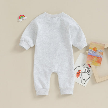 Baby Girl Boy Romper On Saturdays We Watch Football With Daddy Letter Print Long Sleeve Round Neck Jumpsuit Fall Clothes