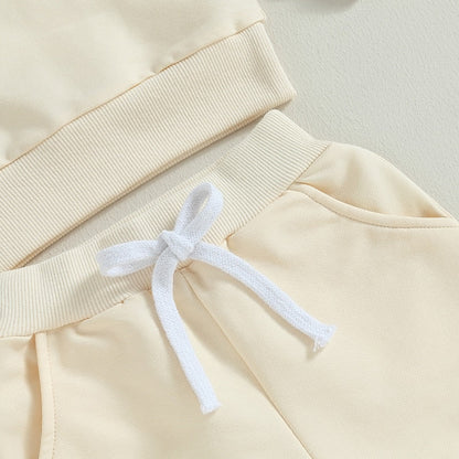 Baby Toddler Girls Boys 2Pcs Fall Sets Solid Long Sleeve Tops Pants Outfit