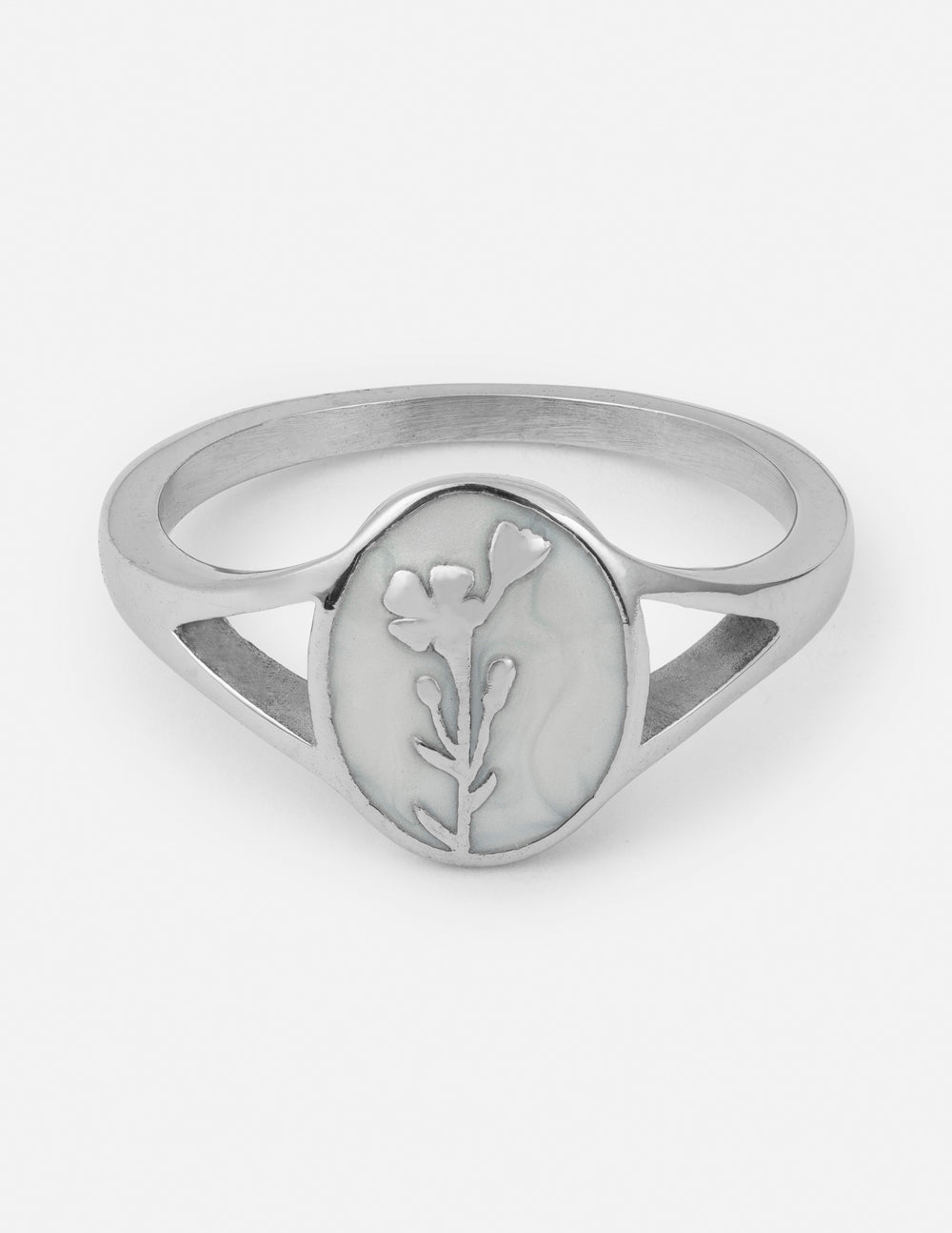 Silver Wildflower Signet Ring