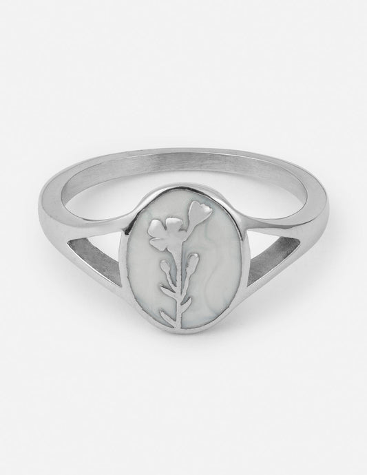 Silver Wildflower Signet Ring