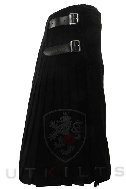 Traditional Kilt - Lochmore, Solid Black Acrylic