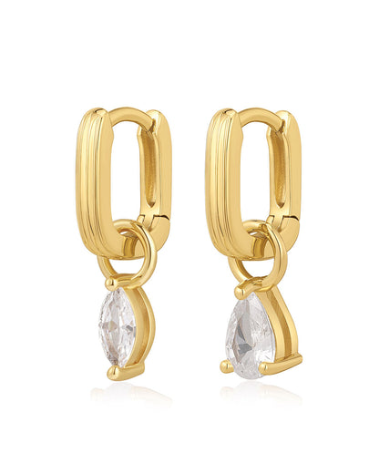 Mini Ridged Chain Link Stone Huggies