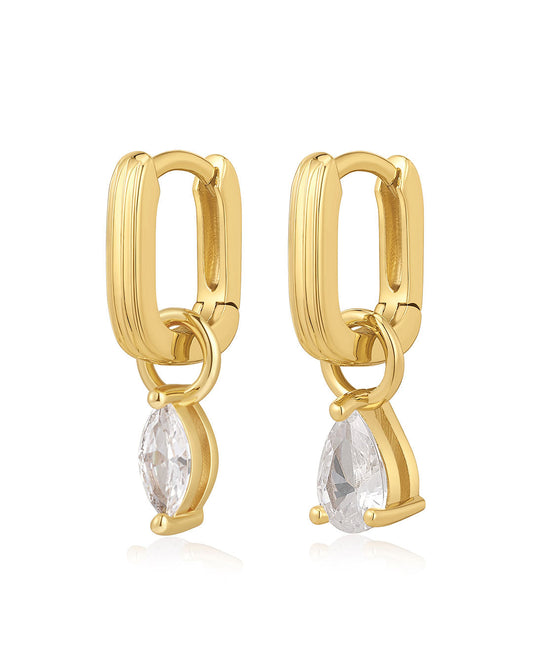 Mini Ridged Chain Link Stone Huggies