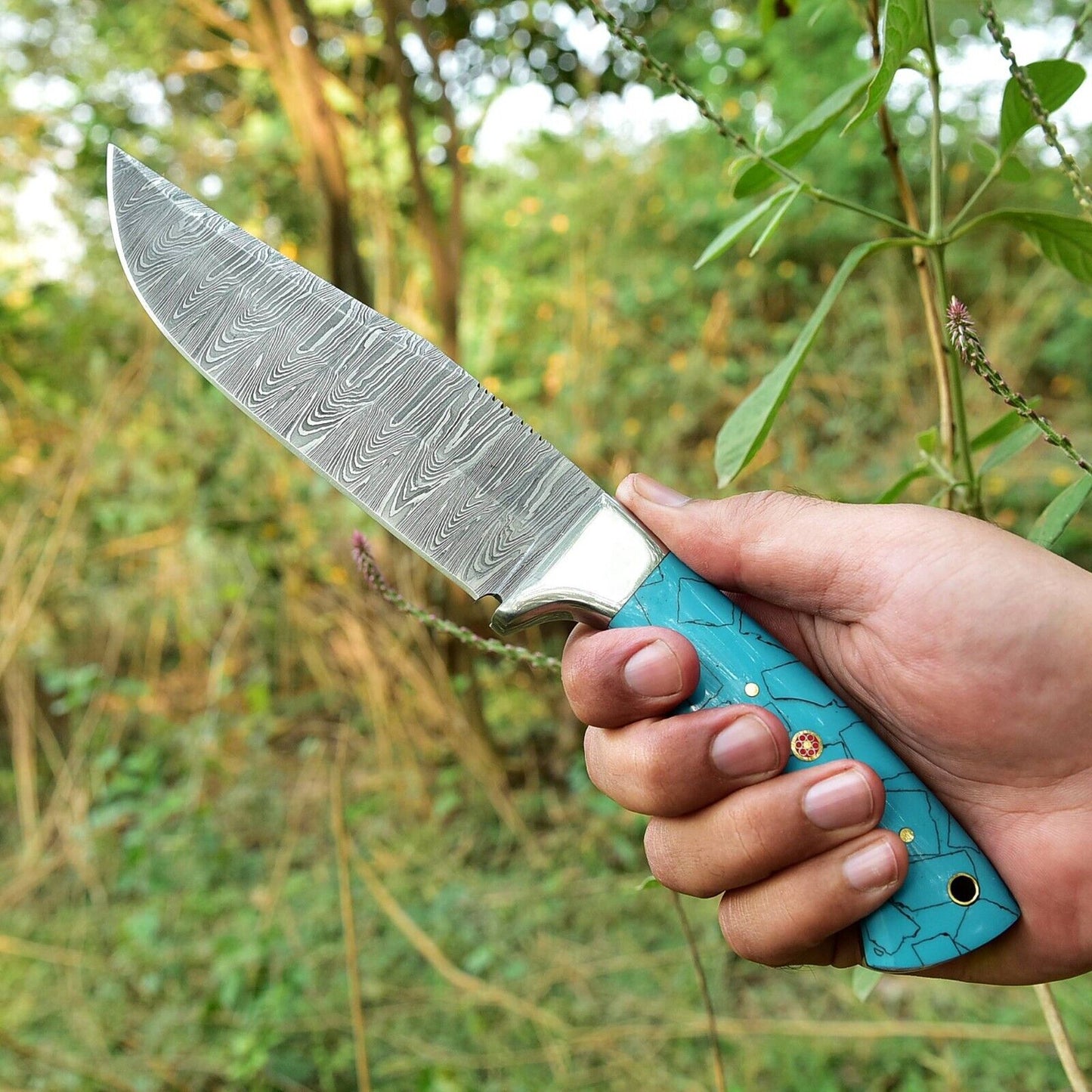 Custom Handmade Damascus Skinning Knife – 4.5" Blade