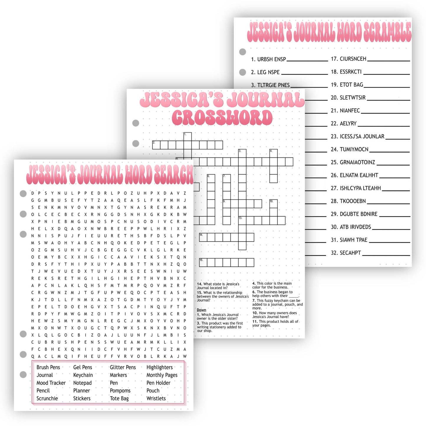 Jessica's Journal Activity Pages