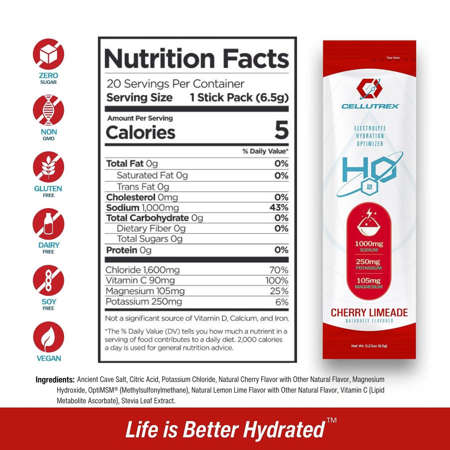 H2O ELECTROLYTES™ - CHERRY LIMEADE (BULK STICK PACK)