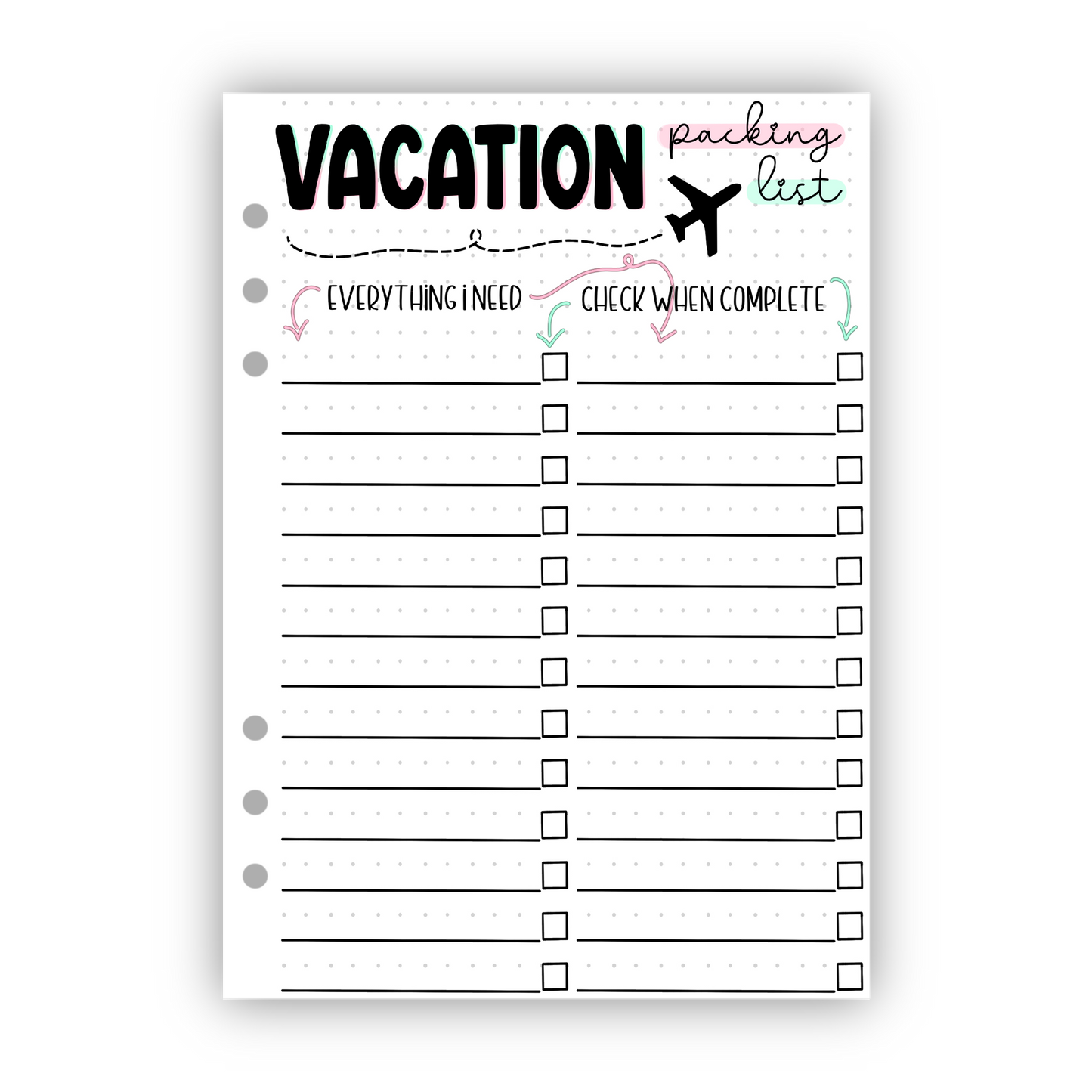 Vacation Packing List
