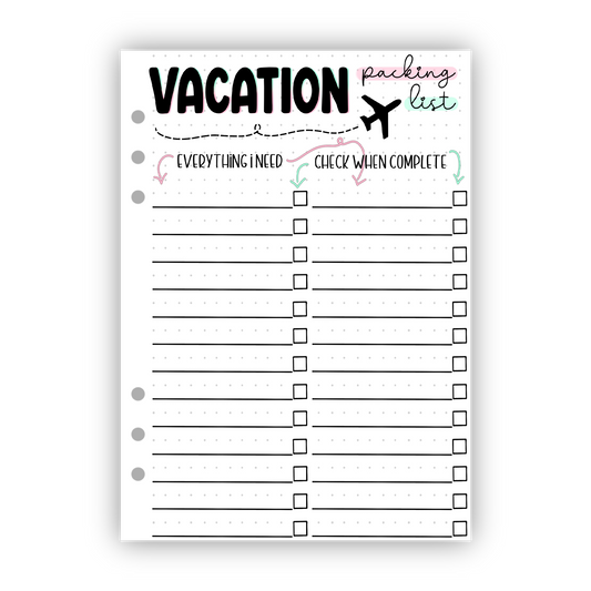 Vacation Packing List