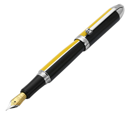 Xezo Visionary® Brass & Aluminum Enameled Fountain Pen (Fine Nib) - Speed Yellow / Black