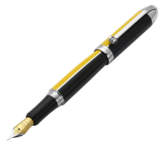 Xezo Visionary® Brass & Aluminum Enameled Fountain Pen (Fine Nib) - Speed Yellow / Black