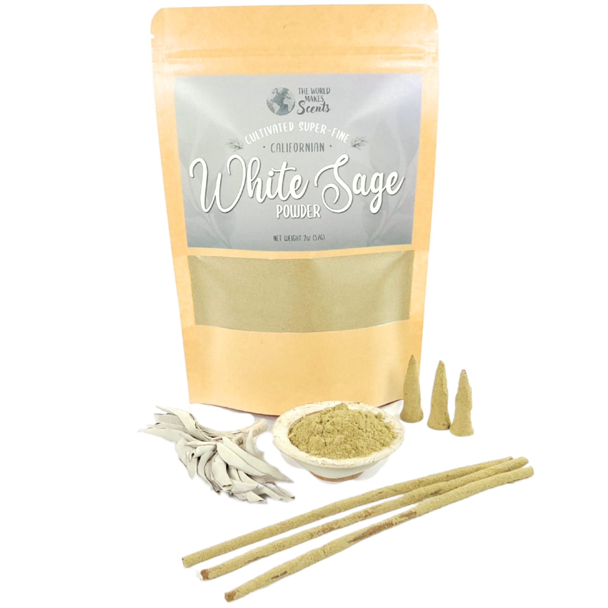 Super-Fine White Sage Powder (Salvia apiana) 2oz (57g) Cultivated On A California Farm