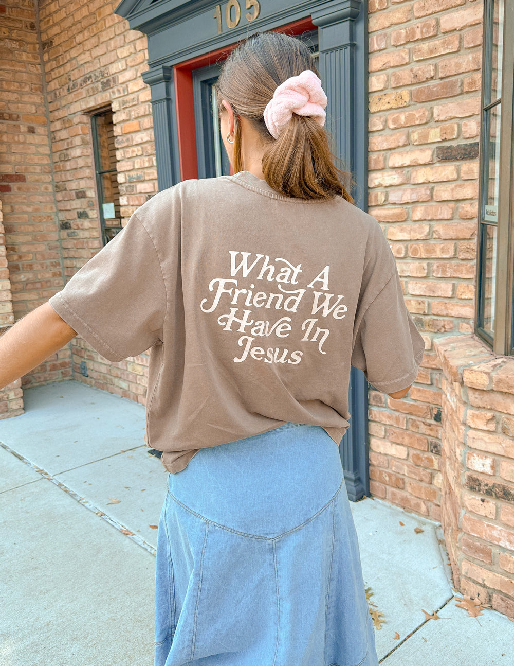What a Friend in Jesus Brown Unisex Tee