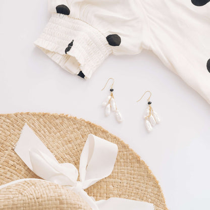 White Stick Pearl Earrings