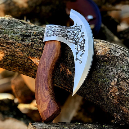 Custom Hand-Engraved Axe Pizza Cutter – 8" J2 Steel Blade