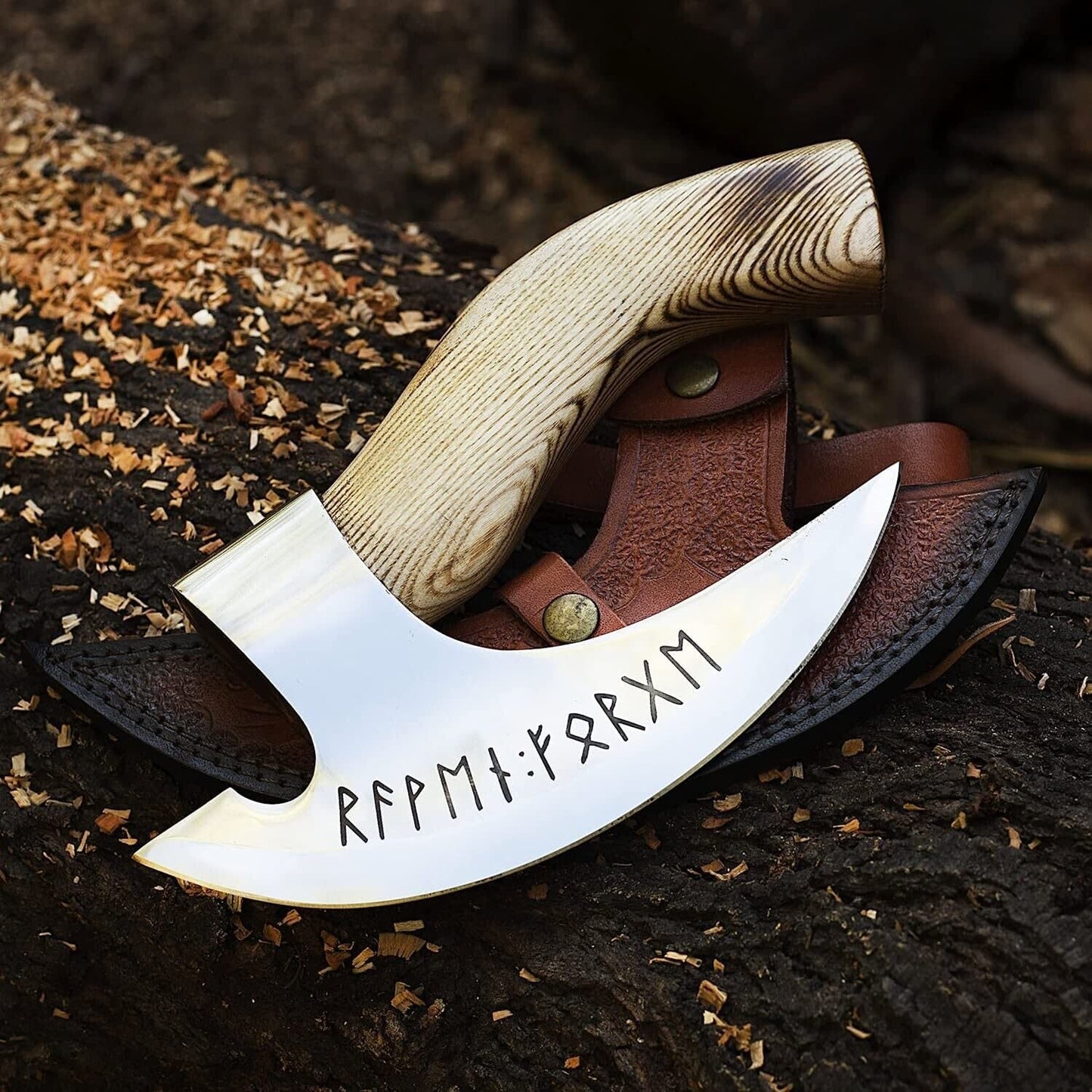 Custom Hand Engraved Ax Pizza Cutter - 8-Inch J2 Steel Blade