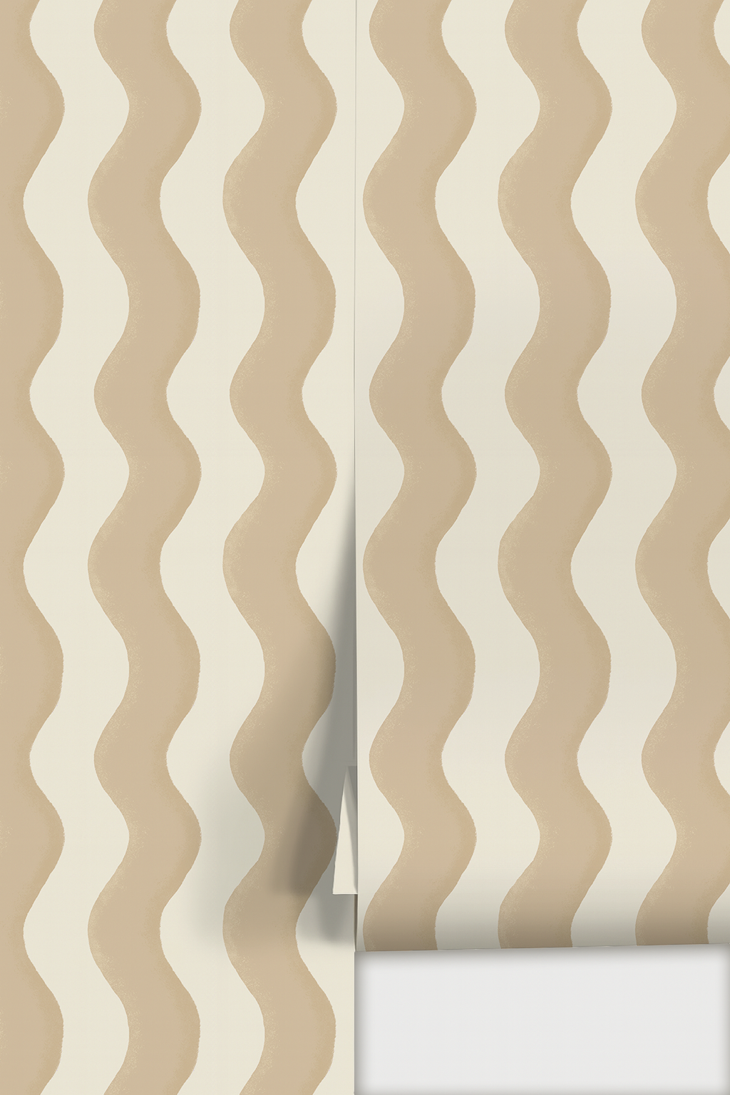 Ziggy Stripe Wallpaper, white and tan