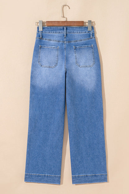 Courtney Cropped High Rise Wide Leg Jeans