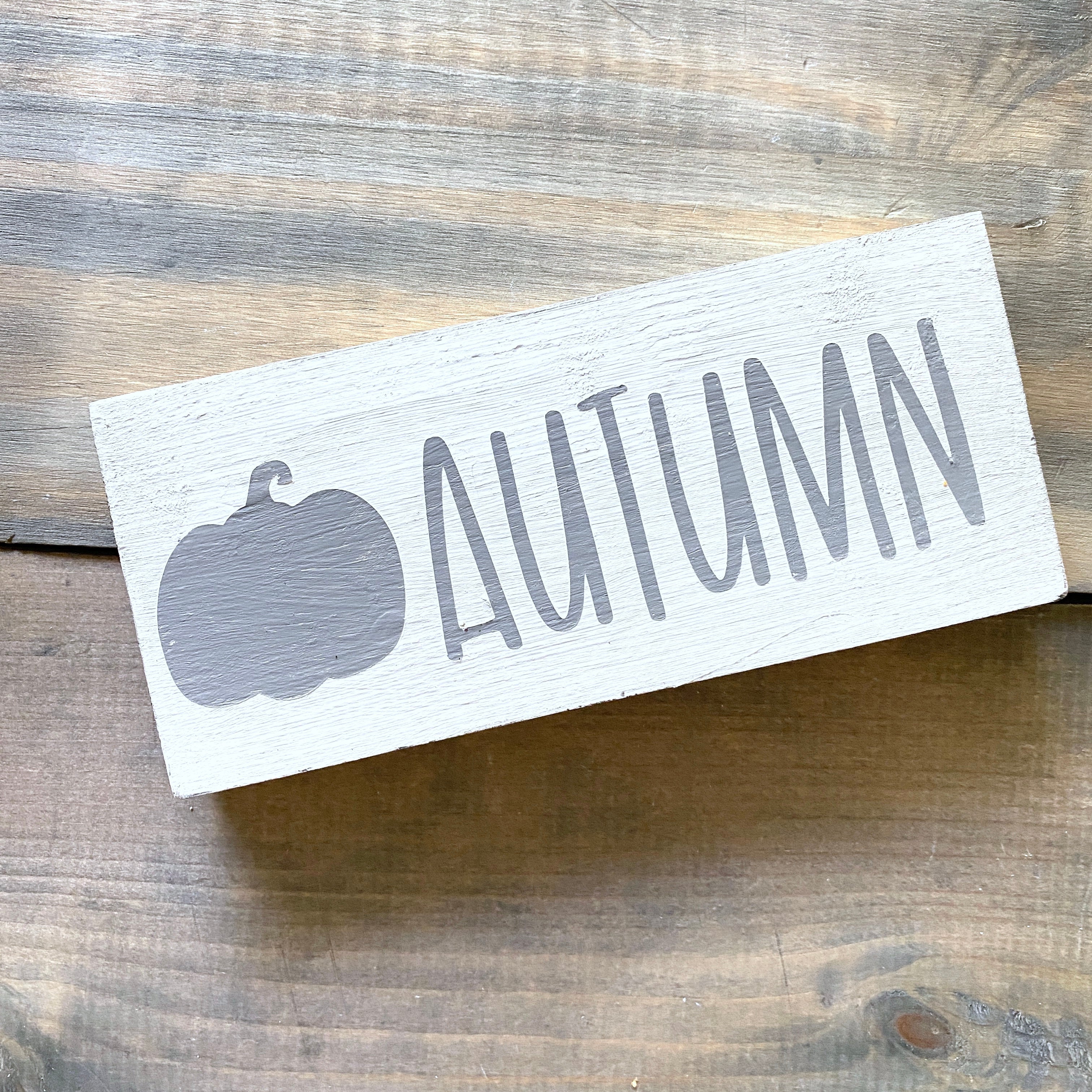 Autumn Pumpkin Falll Sign, 8 x 3in