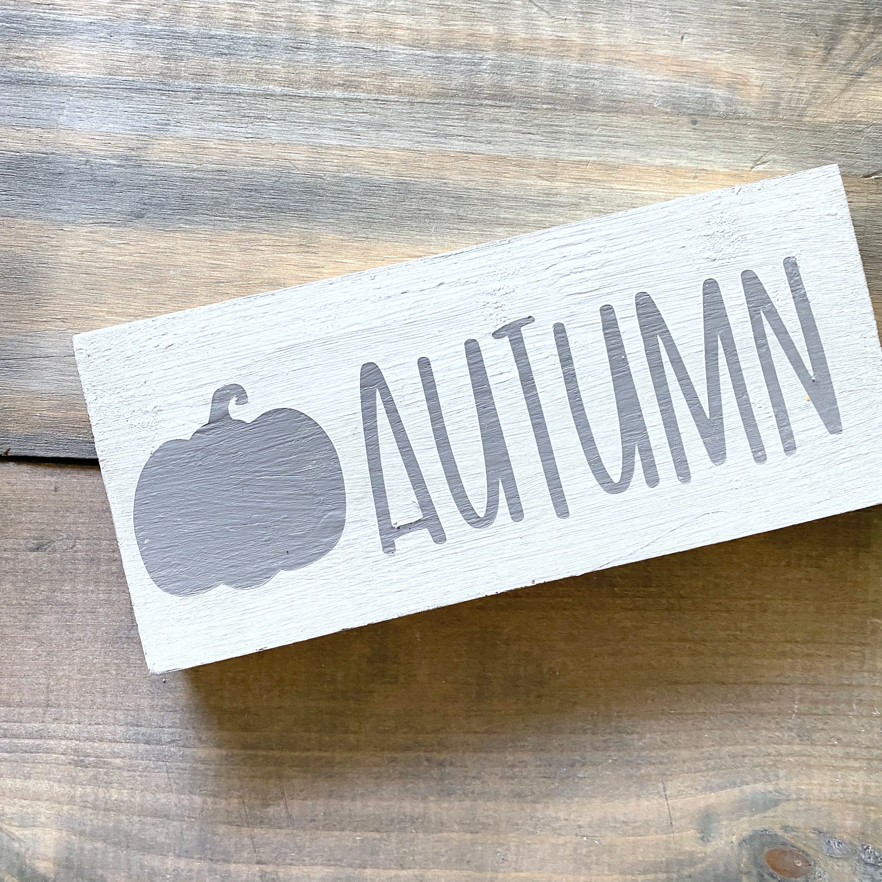 Autumn Pumpkin Falll Sign, 8 x 3in