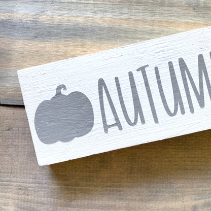 Autumn Pumpkin Falll Sign, 8 x 3in